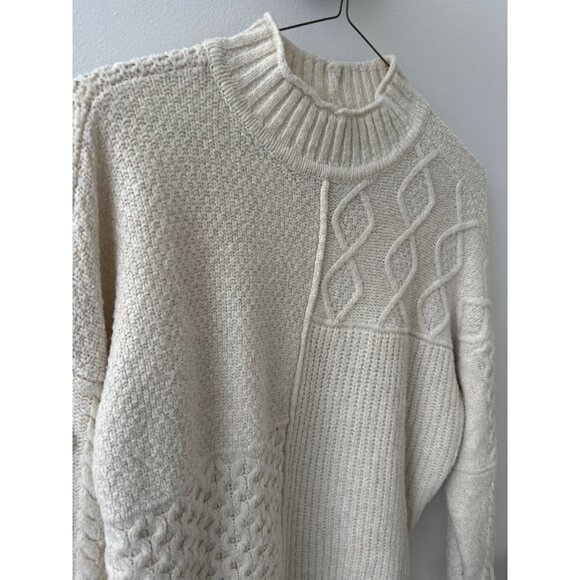 American Eagle Cream Mixed Knit Pattern Sweater S - Picture 2 of 4